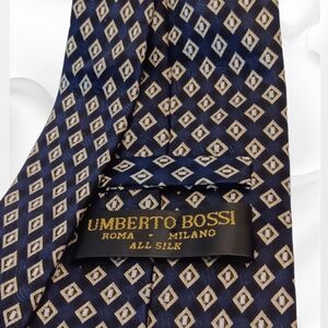 Men's Handmade 100% Italian Silk Tie by Umberto Bossi 3.75" Wide Classic Pattern